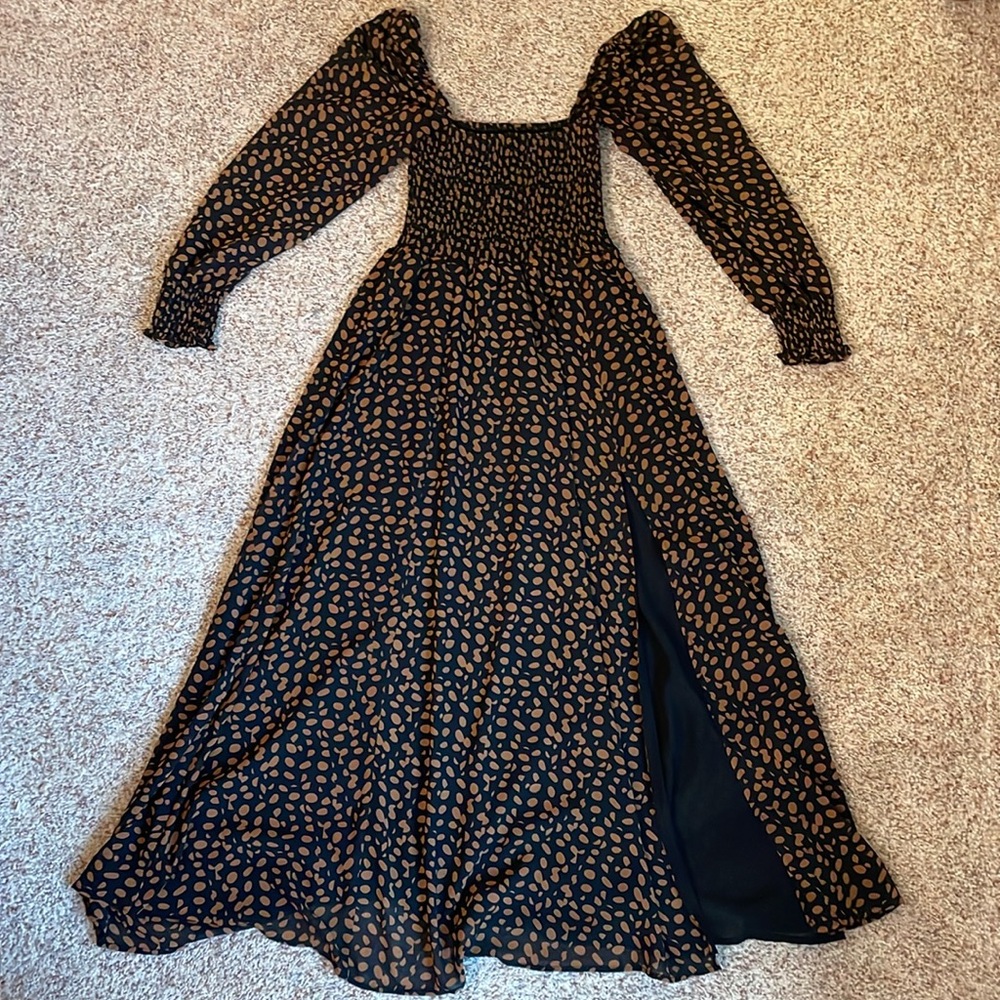 o.p.t Puff Sleeve Smocked Maxi Dress